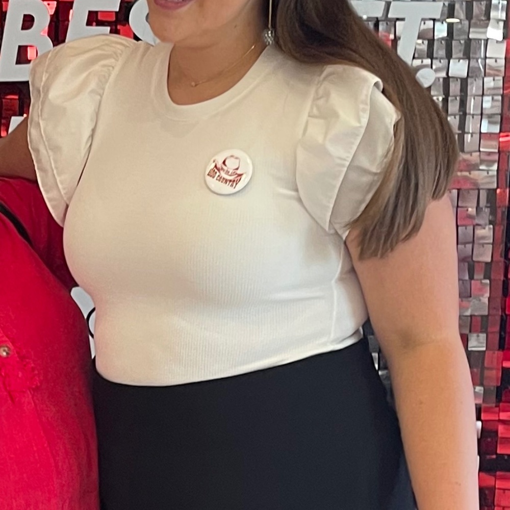 Indie Collection white ruffle sleeve body suit